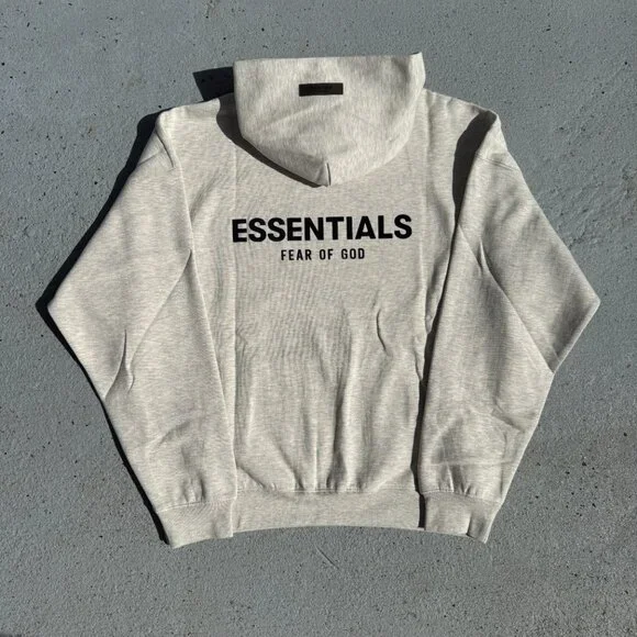 Fear of God Essentials Hoodie Grey Light Oatmeal Size Medium - Picture 2 of 12